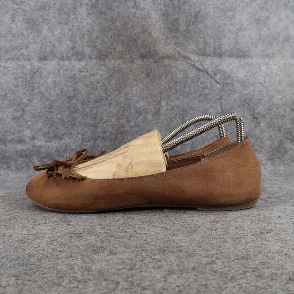 Mudd Shoes Womens 8 Ballet Flats Fashion Slip On Fringe Bow Brown Casual Classic - Picture 4 of 13